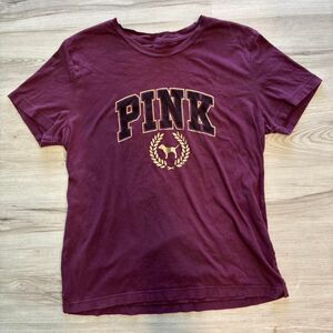 Victoria secrets Pink Women's Burgundy Casual T-shirt